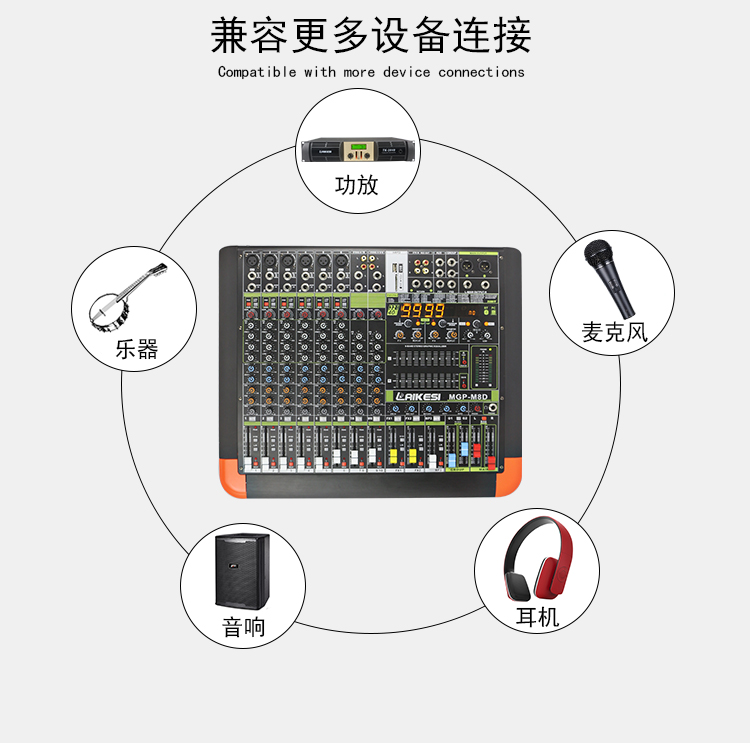 Mezclador de eco digital profesional con mezclador de audio 256dsp