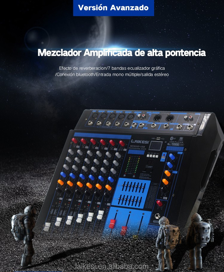 Amplificador mezclador de eco profesional de 8 canales para sistema de sonido de mezquita