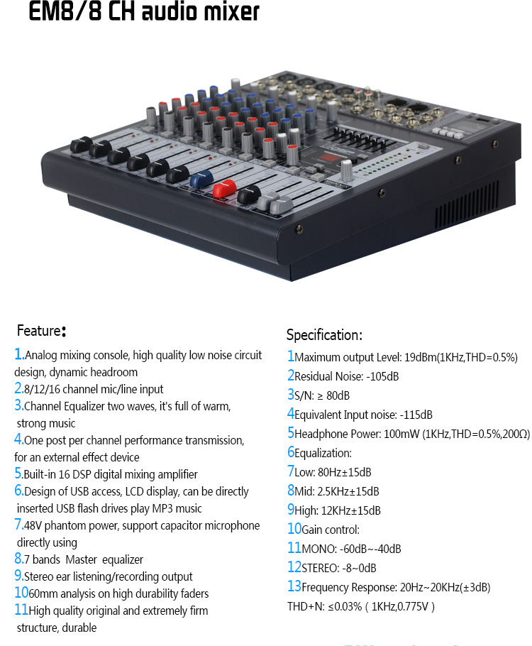 LAIKESI AUDIO dj mixer مع مشغل mp3 usb dj وخلاط الموسيقى