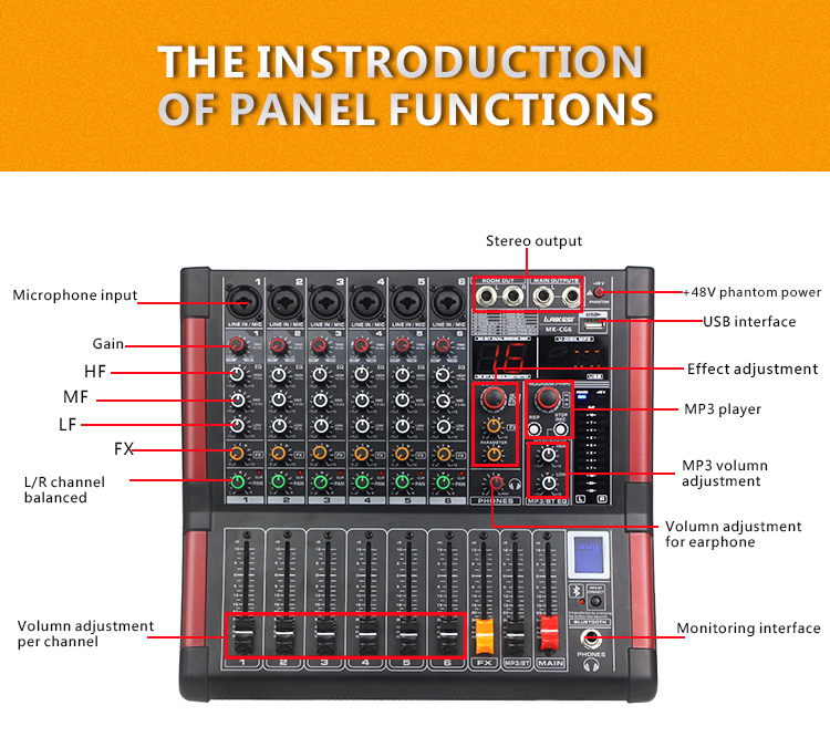 Consola digital mezcladora de audio profesional con 16DSP