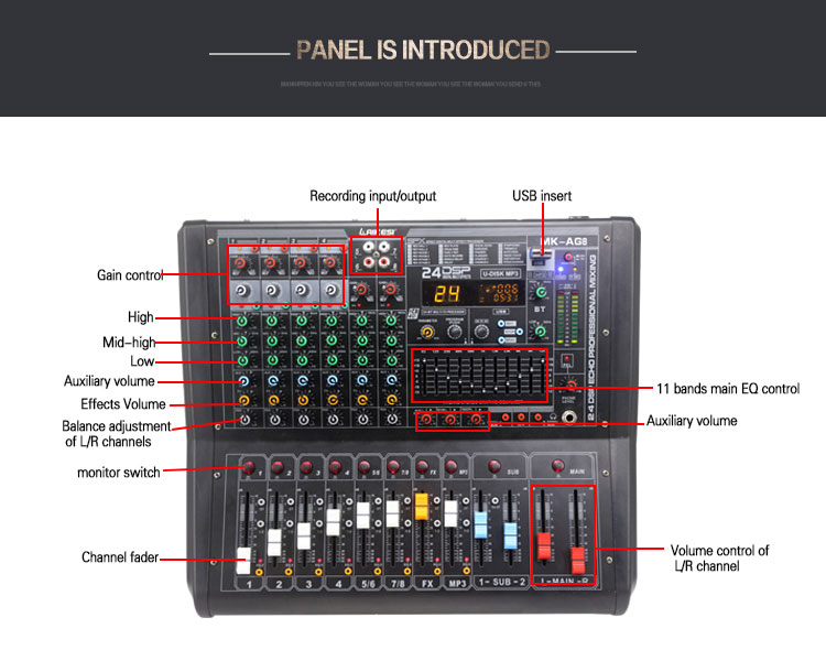 Amplificador mezclador de sonido ampmixer más vendido para sistema de audio profesional