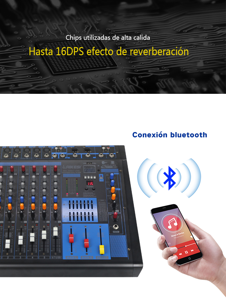 Amplificador mezclador de eco profesional de 8 canales para sistema de sonido de mezquita