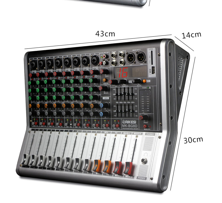 Mezclador de amplificador de audio profesional con entrada de 8 canales de reproductor de MP3 USB