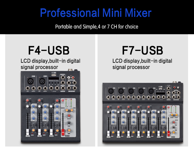 Mini mezclador de audio con USB/consola mezcladora de suministro de fábrica profesional